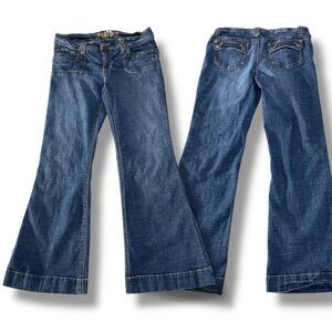 Vintage Y2K Hydraulic Dark Blue Flare Wide Leg Jeans